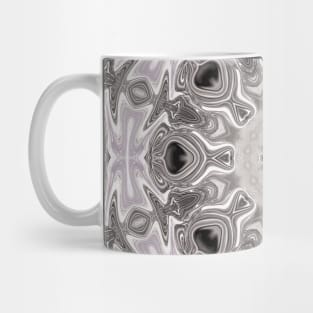 A Pearl and Black Onyx Abstract Mandala of Plunged Daggers, Hearts and Flowers Mug